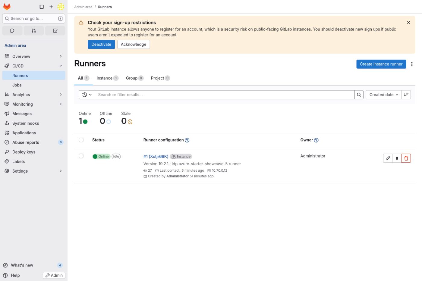 The runner, registered and online, ready for work.